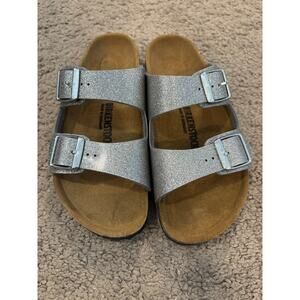 Birkenstock Arizona Little Girls Sparkly Silver - Size 13-13.5 NEW
